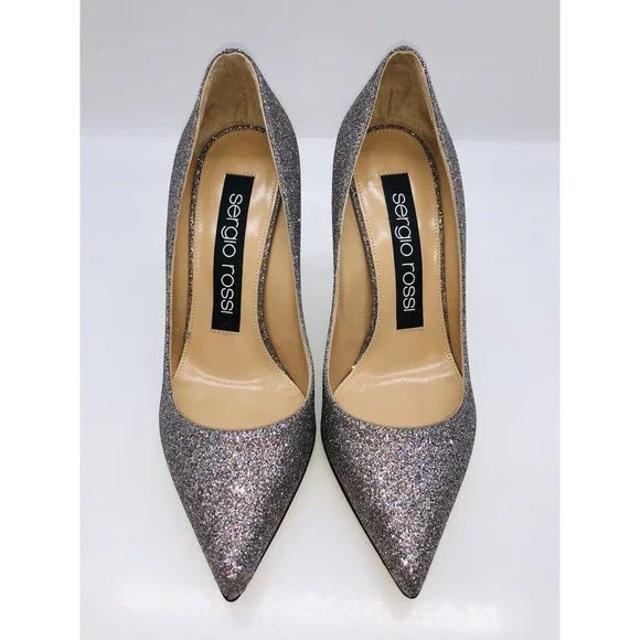 Sergio Rossi Women Godiva Pointed Toe Dress Pump Royal Degrade Silver EU 36 US 6 - Picture 3 of 11